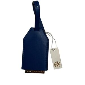 NWT Tory Burch Blue Leather Luggage Tag